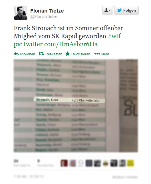 Frank Stronach ist jetzt Rapid-Mitglied