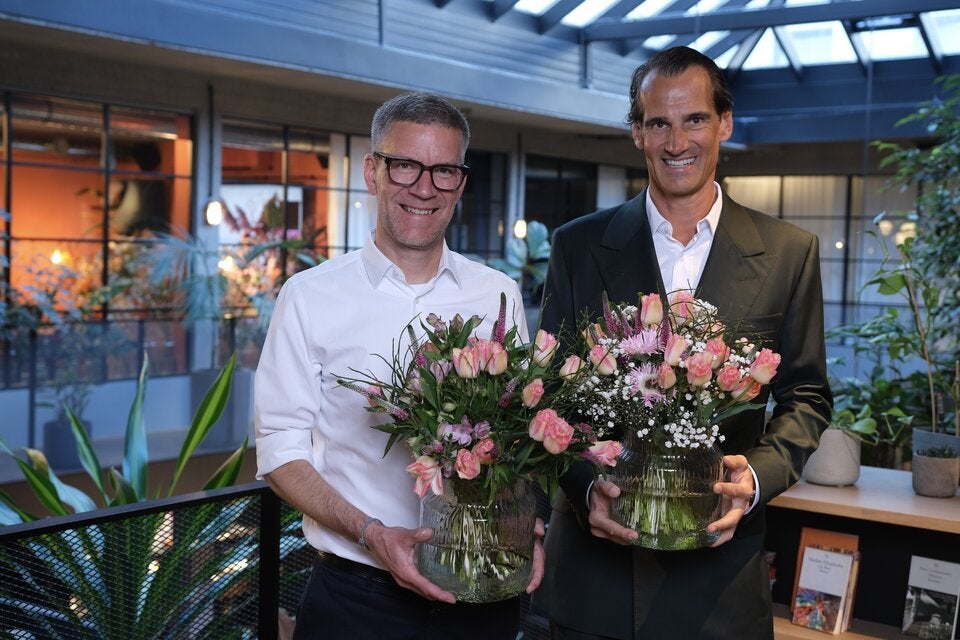 Große Blumenschenk-Studie: Sven Klenner (l.) Blume2000 und Thomas Schwabl, GF marketagent
