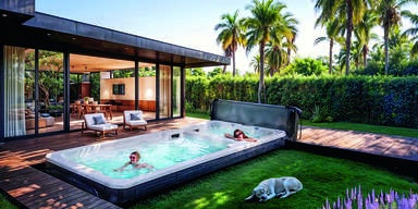 Luxus pur. Der Swim Spa von BETA Wellness vereint platzsparendes Design, leistungsfähige Gegenstromanlage und separate Whirlzone – ideal für Wellness, Schwimmtraining und ganzjährige Nutzung im heimischen Garten. Ab 23.990 Euro, beta-wellness.com