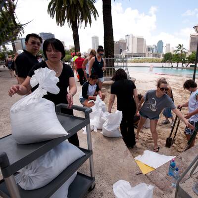 Die Flutwelle in Brisbane