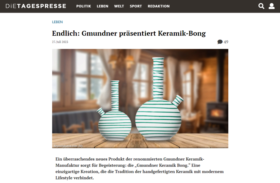 Stilvoll rauchen: Gmundner Keramik präsentiert Bong-Kollektion