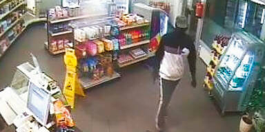 Wilde Schie&szlig;erei in Tankstelle