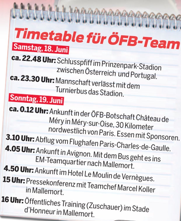 ÖFB Timetable Sonntag