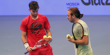 Dominic Thiem mit Coach Massu
