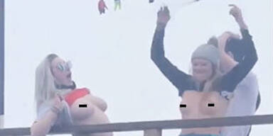Hier feiern Skiurlauber Oben-Ohne-Party