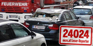 Fassadenteile krachen auf Luxus-BMW
