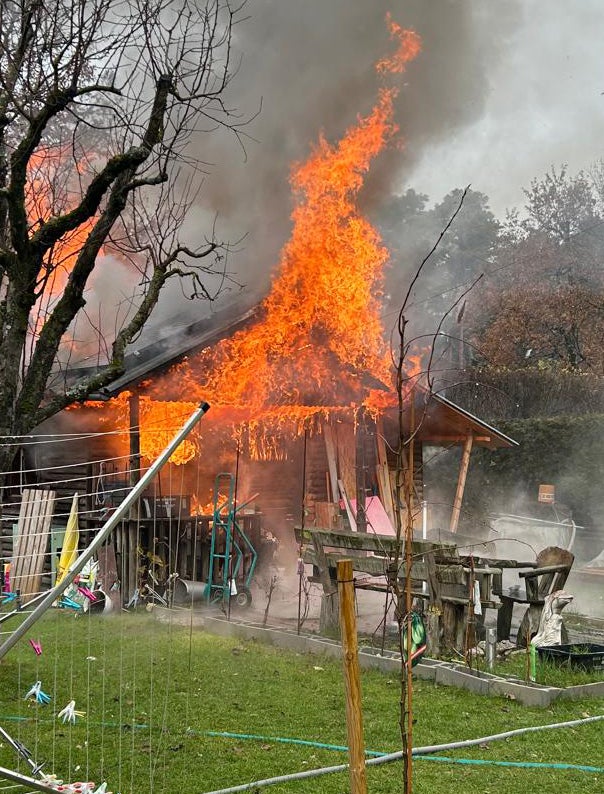 Gartenhütte Brand hund tot