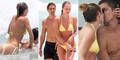 Candice Swanepoel turtel mit Hermann Nicoli am Strand