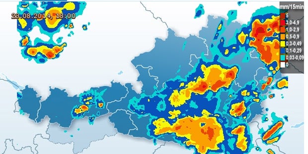 Stark-Regen über Ost-Österreich