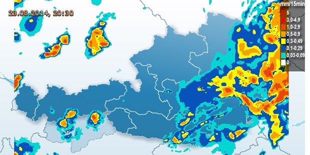 Stark-Regen über Ost-Österreich