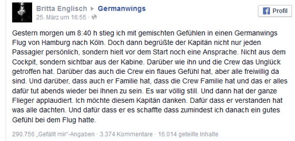 Germanwings-Pilot bot rührende Ansprache