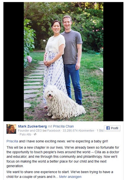 Kleines Töchterchen: Zuckerberg wird Vater