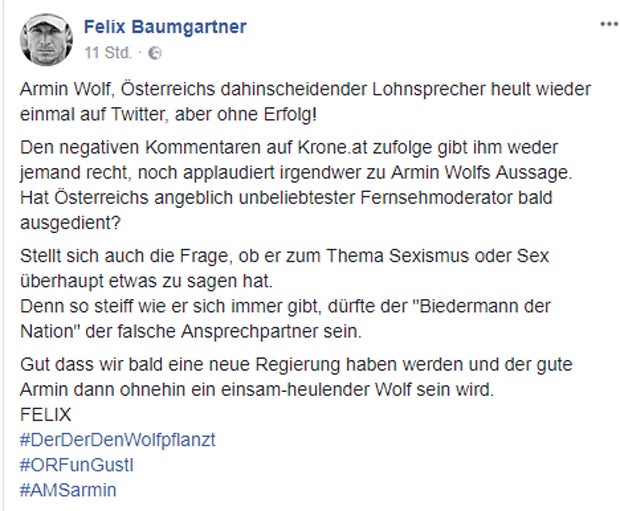 Sexismus-Debatte: All-Felix schießt jetzt gegen Armin Wolf