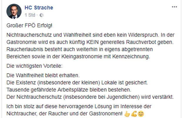 Rauchverbot-Aus: So jubelt Strache