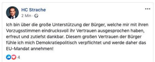 Strache Posting EU-Mandat