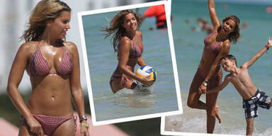 Sylvie van der Vaart: Mit Sohn Damian am Strand