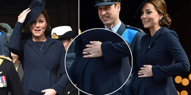 Herzogin Kate mit William und Harry bei Gedenkfeier