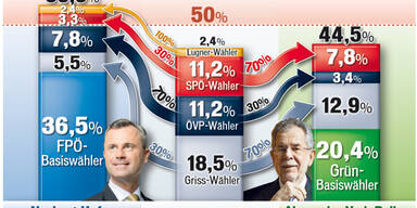 1. Schätzung: Hofer schafft die 50 Prozent im zweiten Wahlgang