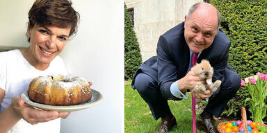 Politiker daheim auf Eiersuche