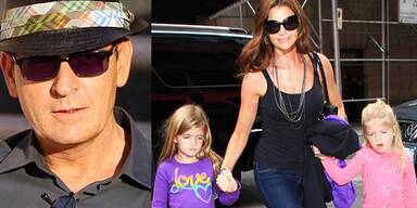 Charlie Sheen, Denise Richards mit Sam und Lola