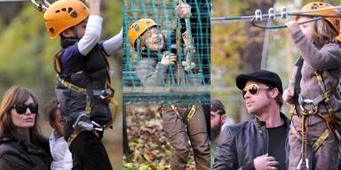 Brangelina mit ihren Kids am Abenteuerspielplatz