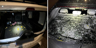 Autos durch Kürbisse beschädigt