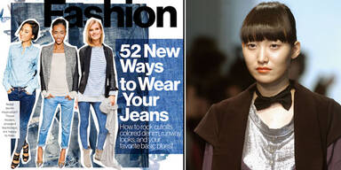 Totes Model in Heft von Mode-Magazin
