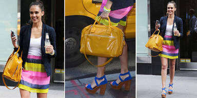 Jessica Alba liebt bunte Blockstreifen