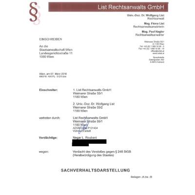 Causa Roubani: Sachverhaltsdarstellung