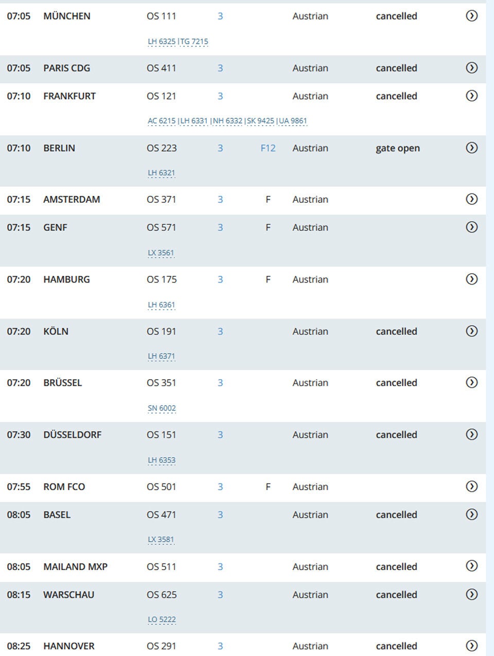 Reise-Chaos: Diese AUA-Flüge fallen heute aus