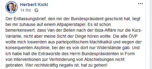 Kickl rechnet mit Van der Bellen ab