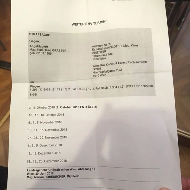 Hauptverhandlungstermine Grasser