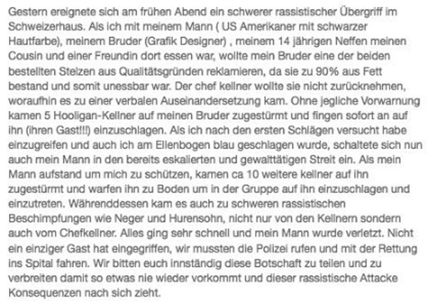 Schweizerhaus Rassismus-Eklat