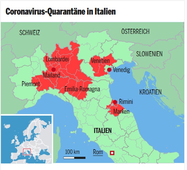 Coronavirus: Diese Regionen in Italien sind gesperrt