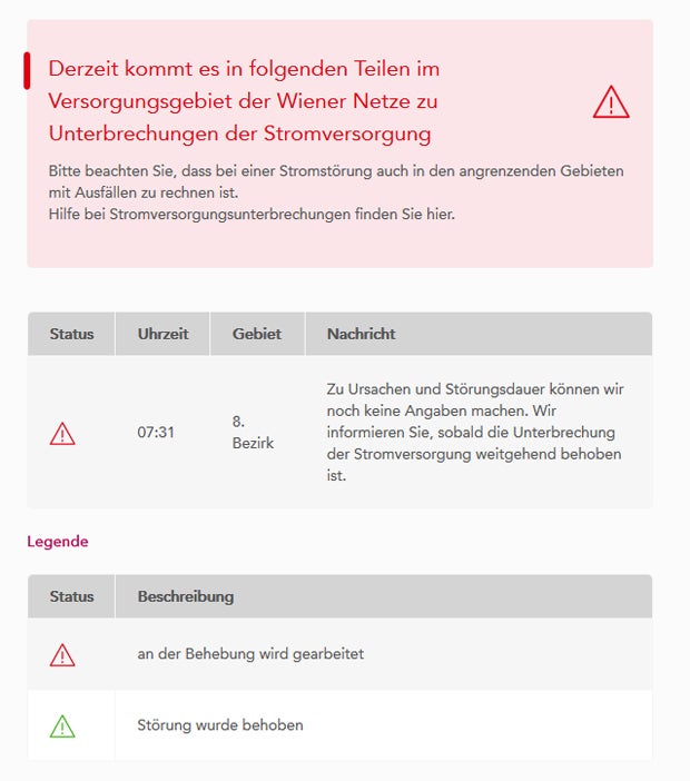 Stromausfall in Teilen von Wien-Josefstadt