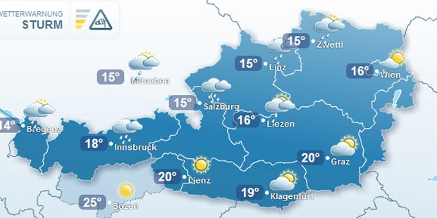 Stark-Regen über Ost-Österreich