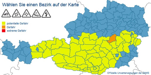 Unwetterwarnung für ganz Österreich