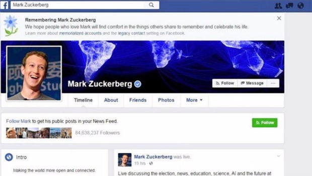 Facebook erklärt Zuckerberg für tot