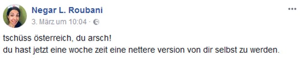 Negar Roubani Facebook-Posting