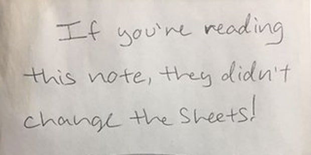 Zettel enthüllte eklige Hotel-Details