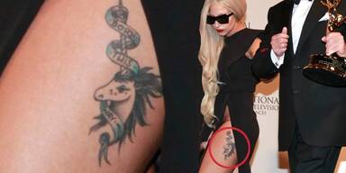 Lady Gaga hat ein Einhorn am Bein