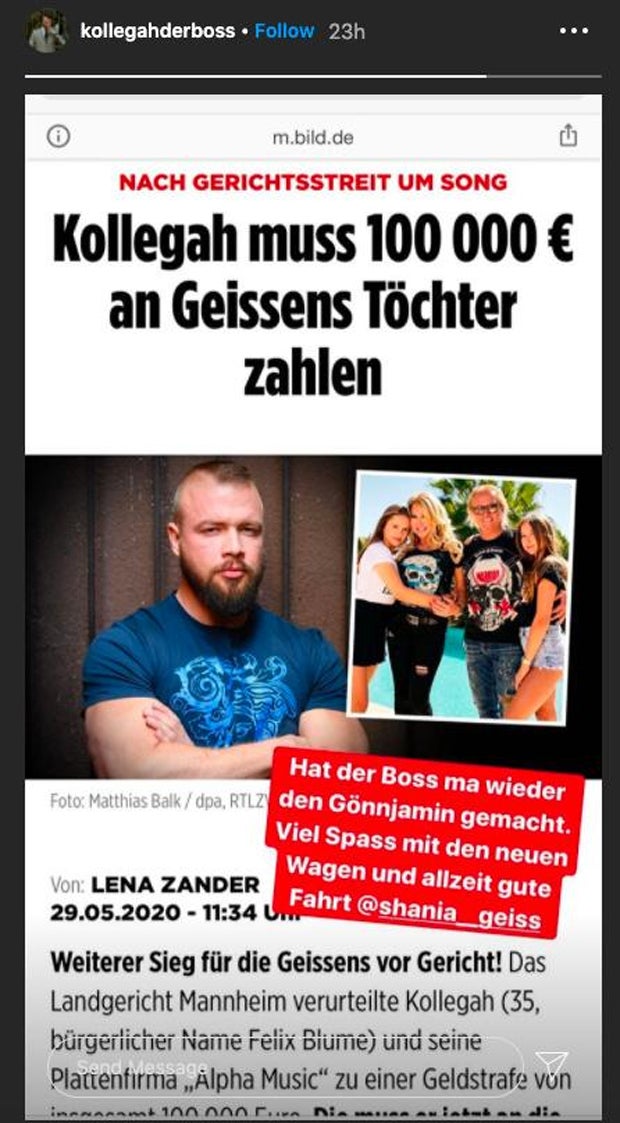 100.000 Euro Strafe: Kollegah schreibt an Geiss-Töchter