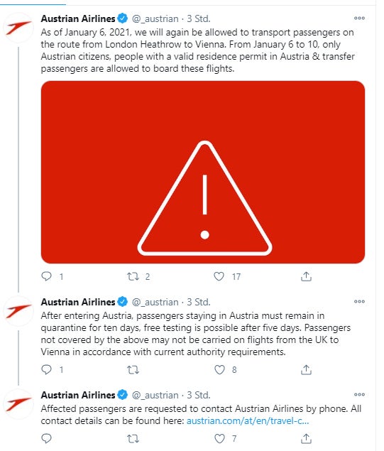 Nach oe24-Bericht: Österreich stoppt jetzt doch AUA-Flüge aus London