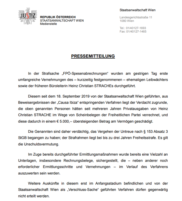 Bestätigt: Justiz ermittelt auch gegen Strache selbst