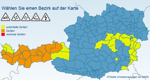 Unwetter-Gefahr in Österreich