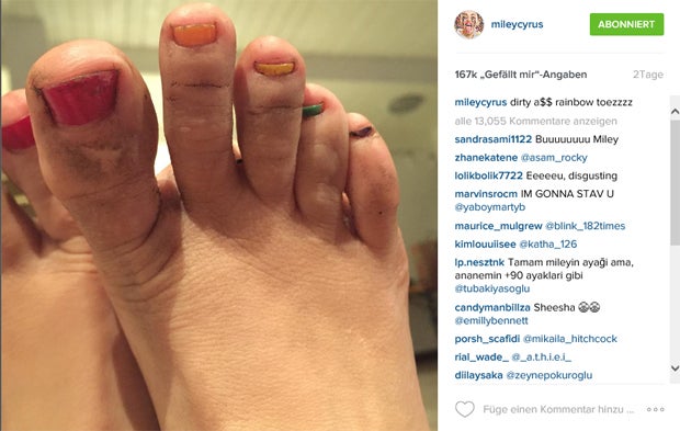 Miley Cyrus: Dreckige Füße auf Instagram