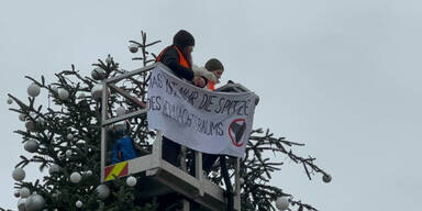 Klima-Chaoten s&auml;gen Christbaum-Spitze ab