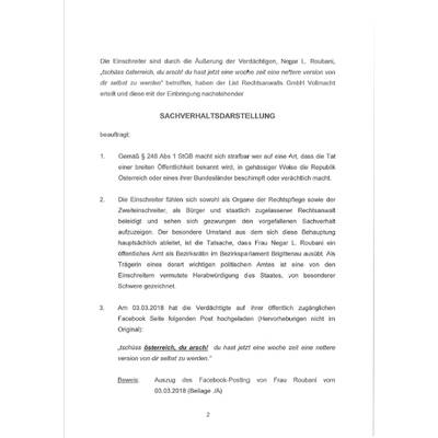 Causa Roubani: Sachverhaltsdarstellung