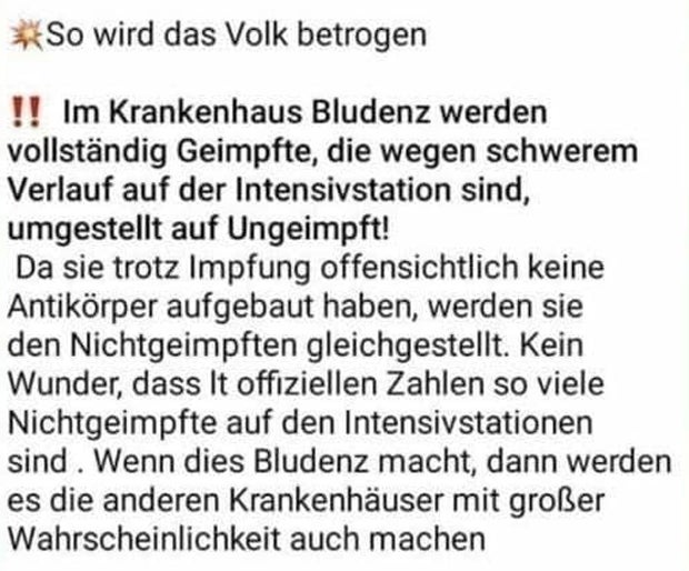Faktencheck: Behauptungen rund um Klinik Bludenz falsch