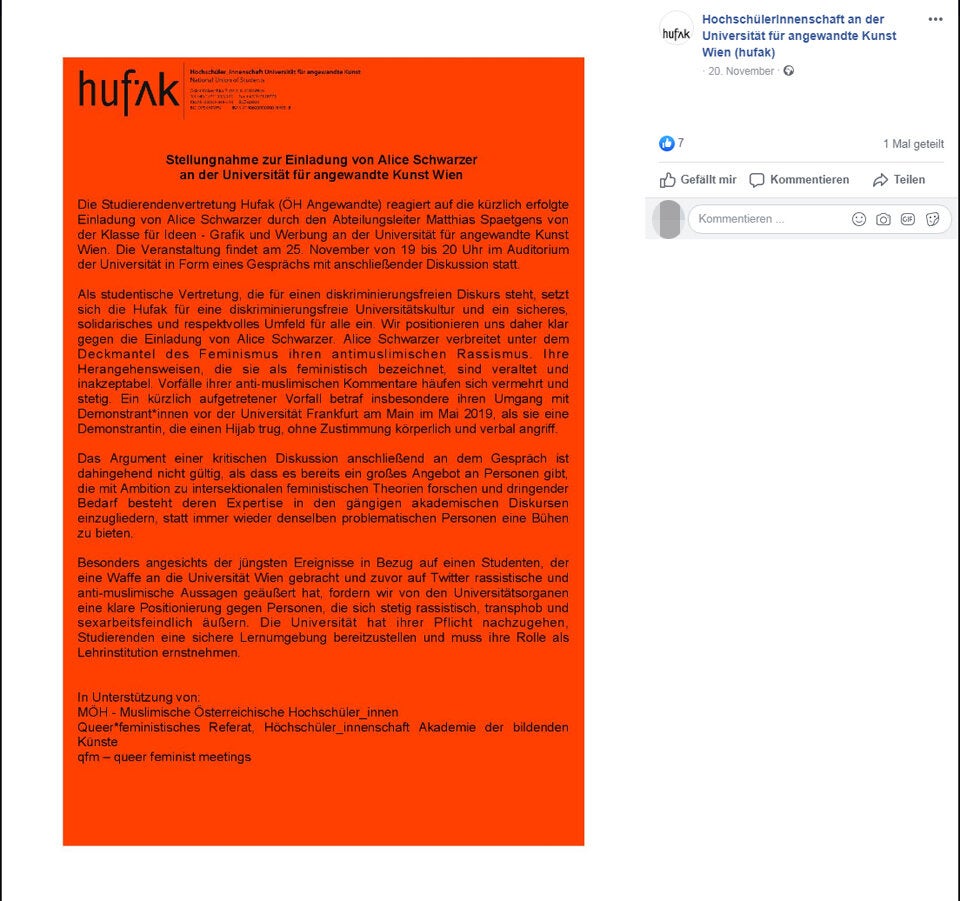 Studenten-Protest gegen Alice Schwarzer